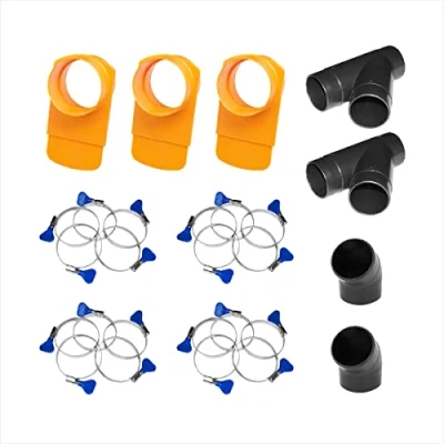 Image of POWERTEC 70316 4 Inch Dust Collection Fittings Kit w/Connectors, Blast Gates and Clamps Three Machine Set Up