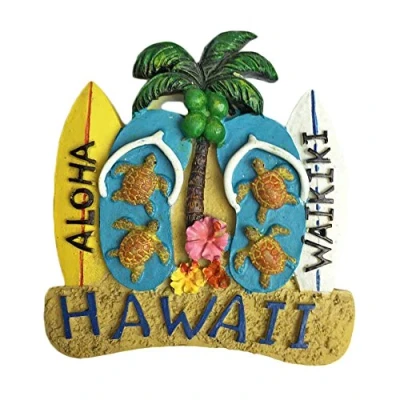 Image of Hawaii USA America Refrigerator Magnet 3D Beach Slipper Travel Sticker Souvenirs Collection,Home &amp; Kitchen Decoration,USA Fridge from China