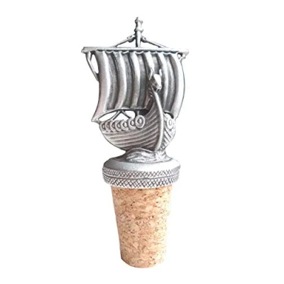 Image of 1000 Flags Viking Longship Wine or Spirits Pewter Bottle Stopper