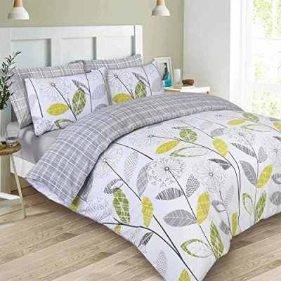 Image of Dreamscene Duvet Cover with Pillowcase Bedding Set Allium Tartan Check Grey White King
