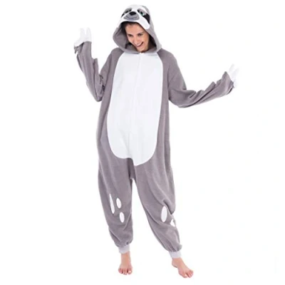Image of Spooktacular Creations Adult Unisex jumpsuit Plush Dressing Up Sloth Animal Costume (M)