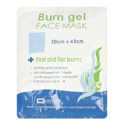 Image of Burn Gel Face Mask 30cm x 40cm Sterile Soft Foam Dressing Soaked in Water Based Hydrogel