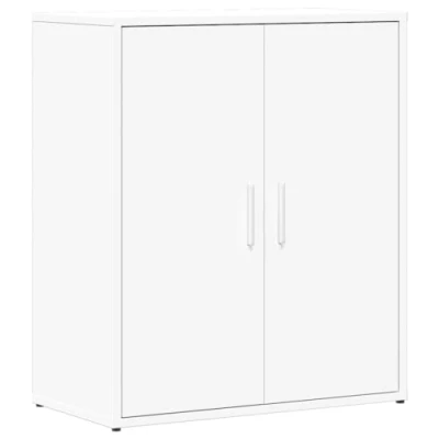 Image of vidaXL White Sideboard Storage Cabinet Engineered Wood Highboard for Living Room, Book Storage, Modern Cupboard with Shelves