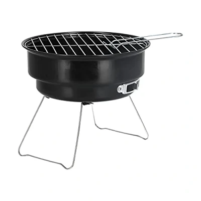 Image of Hapivida Compact Barbecue Grill,Mini Round Outdoor Charcoal BBQ Grill with Stand, Foldable Metal Freestanding Barbecues for Garden Festivals Camping Picnic