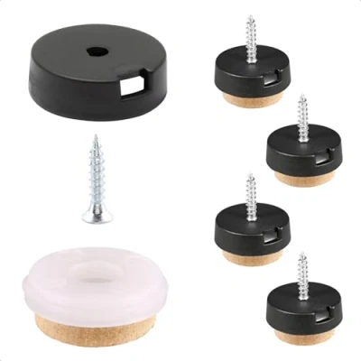 Image of Wagner QuickClick® Felt Furniture Glides Chair Set of 4 for Screwing On x Base + Screw Sliding Insert Interchangeable Special Fibre SYNO Diameter 20 mm Made in DE 16782300