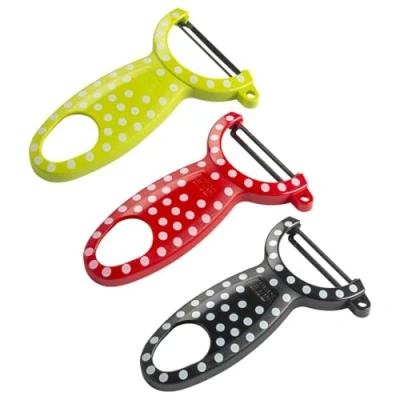 Image of Kuhn Rikon 20665 Polka Dot Swiss Peeler, Set of 3, Red / Yellow Black , 1.3x6.7x10.7 cm
