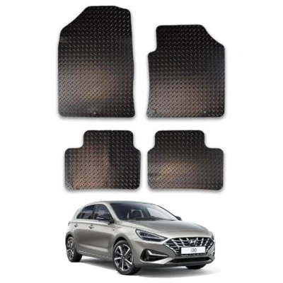 Image of 5mm Rubber Car Mats Compatible With Hyundai I30 (2017+) Tailored Fit Floor Set Accessory Custom Anti Slip Backing Heavy Duty Waterproof Easy Clean Durable All Weather Full Coverage