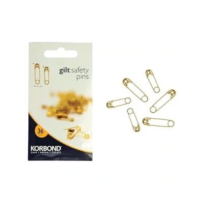 Image of Korbond Safety Pins Gilt 110192, Gold, Assorted Sizes
