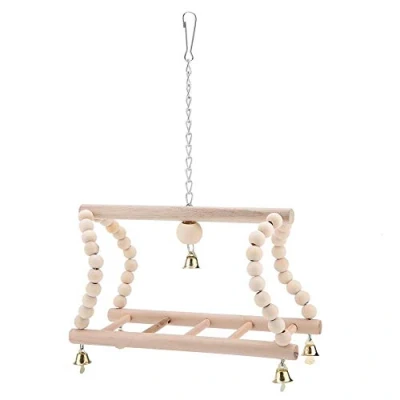 Image of TOPINCN Pet Parrot Ladder Toy Wooden Climbing Swing Bridge Bird Cage Accessories Decorative Flexible for Birds Hamster Trainning
