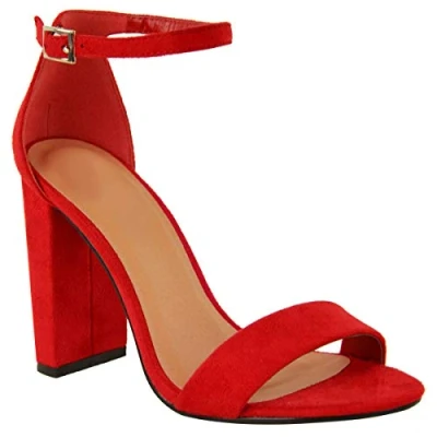 Image of Fashion Thirsty Womens Ladies Block High Heels Ankle Strap Sexy Open Toe Shoes Comfort Heeled Party Occasion Strappy Slip On Heel Dress Sandals