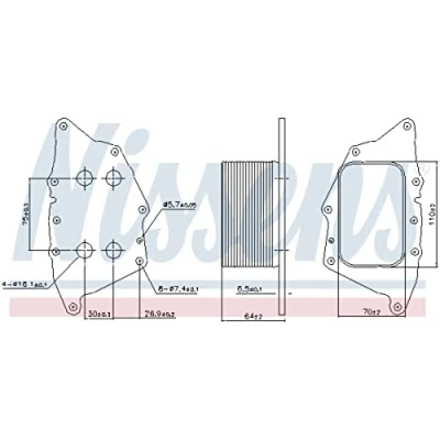 Image of 11428574002, 11428585236, 8574002, 8585236 oil Cooler NISSENS 90962 Water cooled without filter housing BMW: 1 Hatchback, Hatchback