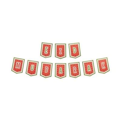 Image of Eid Mubarak Palestine Themed Bunting Watermelon Decoration Ramadan Party Banner