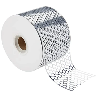 Image of C.E. Pattberg CHICAGO Perforated Ribbon Silver, 45 m Gift Band For Wrapping And Decorating, 80 mm Width, Metallic Weddings, Easter, Christmas, Birthdays, Crafting Ideas Decorations