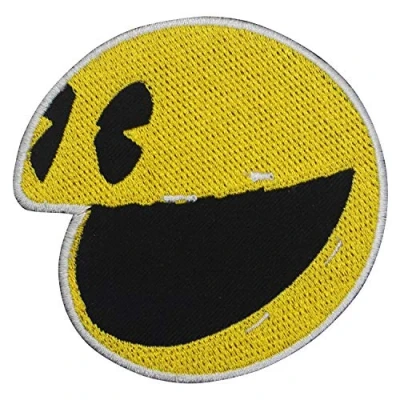 Image of LUQI PAC Man Face Logo Patch Iron On Sew Embroidered Badge Applique for Clothes Shirts Jeans etc, 7 X CM