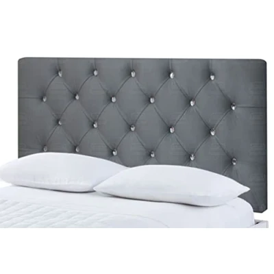 Image of Gallop Sleep Chesterfield Headboard in Plush Velvet for Divan Bed with Matching Buttons (Single 3 FEET, Height 20 INCHES, Grey)