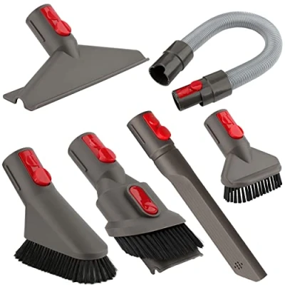 Image of AINUO Accessory Tool Kit Attachment Set with Extension Hose for Dyson V7 V8 V10 V11 V15 SV10 SV11 Vacuum Cleaner, Quick Release Spare Part Home and Car Cleaning (6 in 1)
