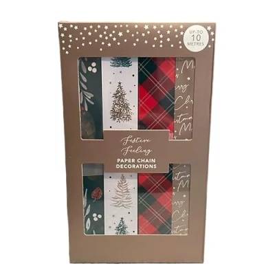 Image of eBoutik Novelty Christmas Decorations Make Your Own Traditional Paper Chain Kit Chains Self Adhesive (Festive Christmas)
