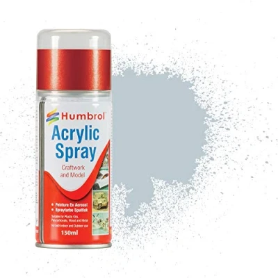 Image of Humbrol Modellers Spray Paint AD6056 No 56 Aluminium 150ml Model Paints for Plastic Kits, Fast Drying Modelling Crafting Surfaces Including Plastic, Fabric, Glass, Wood &amp; Metal Models