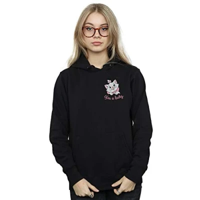 Image of Disney Women&#039;s Aristocats Marie I&#039;m A Lady Breast Print Hoodie Black Large