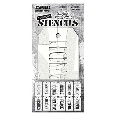 Image of Tim Holtz Element Stencils 12/Pkg Christmas