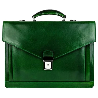 Image of Time Resistance Leather Briefcase Full Grain Bag for Men Business Attache Shoulder a Laptop