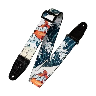Image of Levy&#039;s Leathers 2&quot; Wide Polyester Guitar Strap with Genuine Leather Ends; Koi Fish Motif (MPD2 016)