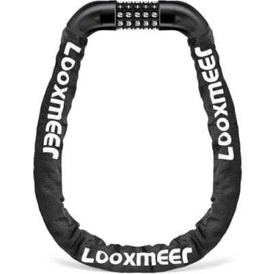 Image of Looxmeer Bike Lock Heavy Duty (12 Colors), 900mm 5 Digit Combination Bicycle Chain High Security, Resettable 100,000 Codes Cycling for Bicycle, Motorcycle, Scooter, Door, Gate Fence