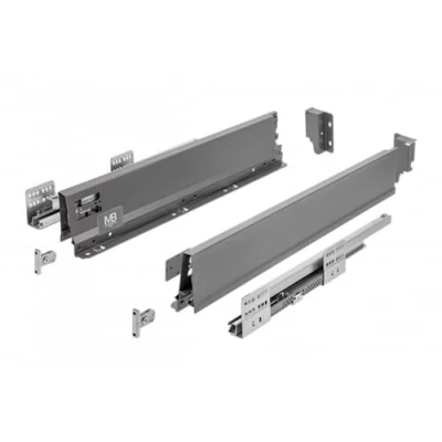 Image of GTV Modern Box Pro Drawer Runners I L = 450 mm H 84 Anthracite with Quiet Close Synchronisation of The Travel Guides Load up to 40 kg PB MBPRO KPL450A