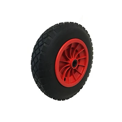Image of KetoPlastics ® 14&quot; PU SOLID WHEELBARROW WHEEL/TYRE 3.50 8 PUNCTURE PROOF WITH PLASTIC CENTRE 20MM BORE