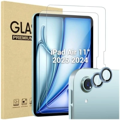 Image of ProCase 2+2 Pack Screen Protector for iPad Air 11 Inch M2 2024 A2902 A2903 A2904, Camera Lens Matching Colors Blue