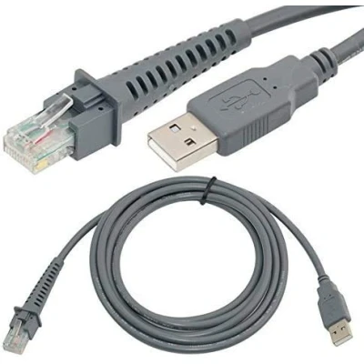 Image of innov8 USB 2.0 A Male to RJ45 Barcode Scanner Data Cable Compatible With Motorola Symbol LS1203 LS2208 lS3408 LS3578 LS4278 2m
