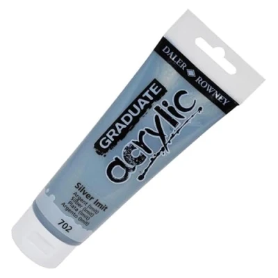 Image of Daler Rowney Graduate Acrylic Paint, Plastic Tube, 4oz 120 ml, Silver Imitation
