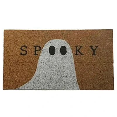 Image of Melody Jane Dolls House Halloween Door Mat Spooky Ghost Porch Hall Step 1:12 Printed Card