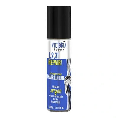 Image of Victoria Beauty 1,2,3! Repair! Keratin Straightening Heat Protectant Hair Lotion with Biotin, Avocado and Argan Oil Repairing, Smoothing, Growth Promoting Protection for Hair, 150ml