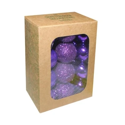 Image of Christmas Shatterproof Baubles 24 Pack 30mm Tree Decoration Glitter, Matte and Shiny (Purple 5214)
