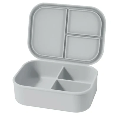 Image of Realand Leak Proof Silicone Bento Lunch Box, Container with 3 Individually Sealed Compartments, Snack Microwave &amp; Dishwasher Safe, Blue
