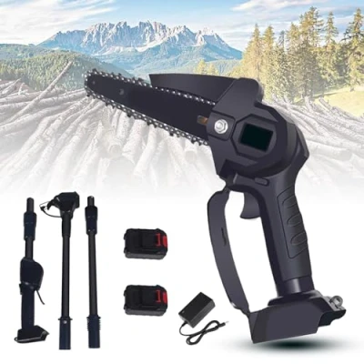 Image of PERZOE Chainsaw,Long Reach Pole Chainsaw,2 in 1 Cordless Saw,Garden Gear Telescopic Detachable Powerful Electric Chainsaw for Wood Cutting Tree