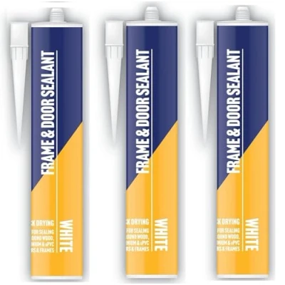 Image of 3 x Cartridge silicone Sealant easy to apply indoor &amp; outdoor multi use all purpose acrylic White clear black brown (3 Frame Door 260ML)