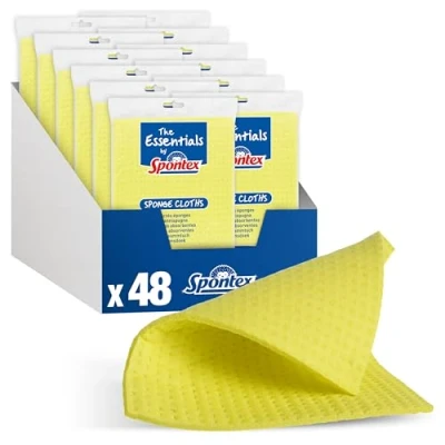Image of Spontex Essentials Sponge Cloths 12 packs of 4 (Total 48 Cloths)