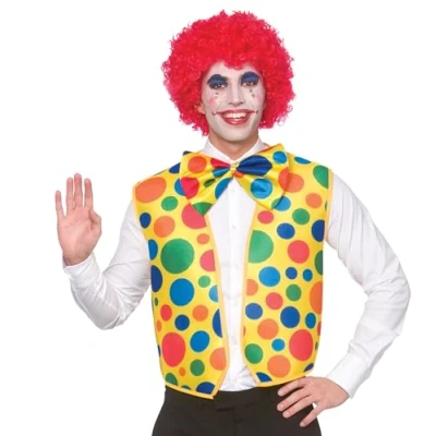 Image of Wicked Costumes Adult Clown Waistcoat &amp; Bowtie Fancy Dress Accessory Set