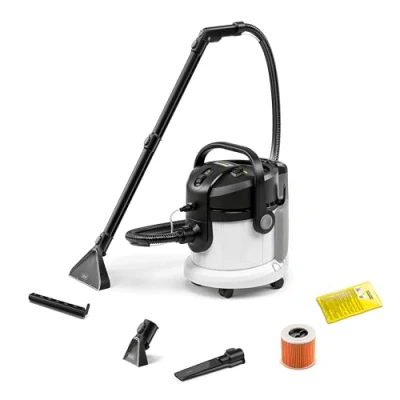 Image of Kärcher 10811530 SE 4 Select Cleaner, 2 in 1 Spray Extraction Hose, Two Water Tanks: l Each, Floor Hard Surface Attachment, Wash Upholstery Nozzle, White
