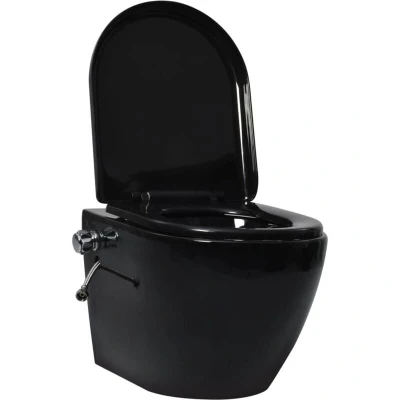 Image of vidaXL Wall Hung Rimless Toilet with Bidet Function Ceramic Black