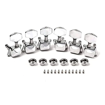 Image of Alnicov Semiclosed Guitar Tuners 3L3R String Tuning Pegs Keys Machine Heads Set For Epiphone Les Paul Electric Or Acoustic Guitar,Chrome
