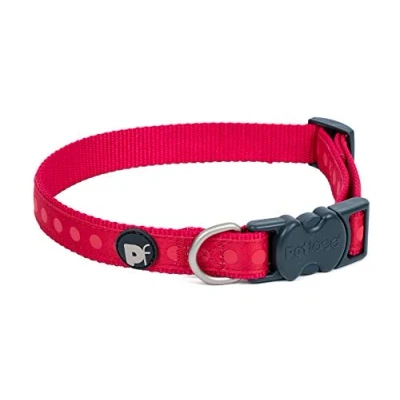 Image of Petface Tonal Dots Print Nylon Dog Collar, Large, Red