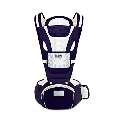 Image of SONARIN Breathable Baby Carrier with Hip Seat for 0 36 Months,Pure Cotton 3D Air Mesh Ergonomic Newborn to Toddler,Adjustable All Position Carrier,Up 30 KG(Dark Blue)