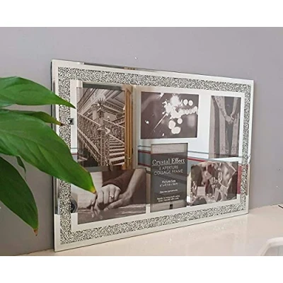 Image of Biznest Silver Sparkle Photo Frame Multi Aperture Picture For 6 Photos (50Cmx34Cm)