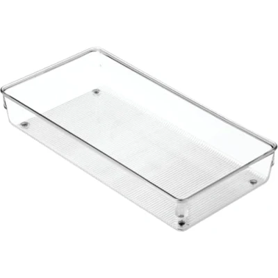Image of iDesign Cutlery Tray for Drawer, Large Plastic Kitchen Drawer Insert, Practical Organiser Accessories, Utensils and Cutlery, Clear, 15.2 cm x 30.5 5.1