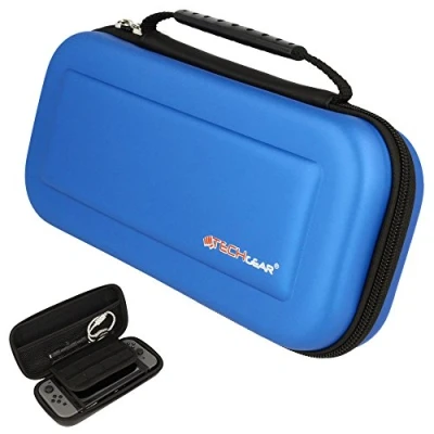 Image of TECHGEAR Case Compatible with Nintendo Switch OLED, Hard Protective Carry Travel &amp; Storage Cover Made for Switch, Joy Con Controllers, Game Cards, Accessories Blue