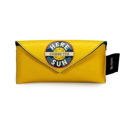 Image of Half Moon Bay Here Comes The Sun Beatles Butterscotch Yellow 6.8 x 3 Inch Polyurethane Envelope Style Eyeglass Protective Soft Case., Yellow,
