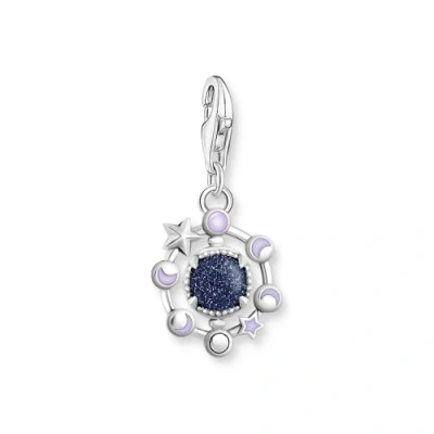Image of Thomas Sabo Women Charm Pendant Moon Phase with Imitation Sandstone Silver Blackened 925 Sterling Silver, Blackened, Cold Enamel 2040 664 32